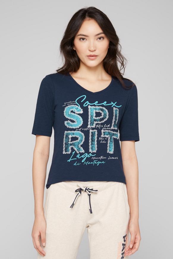 T-Shirt mit Logo Artwork und V-Ausschnitt