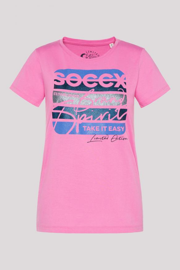 T-Shirt mit Logo Print pink punch