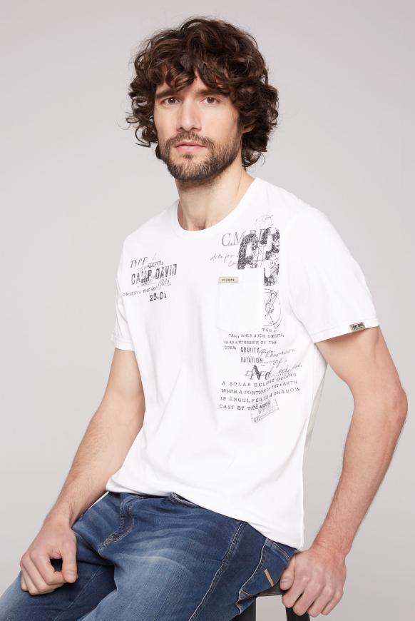 T-Shirt mit Logo Prints und Brusttasche opticwhite