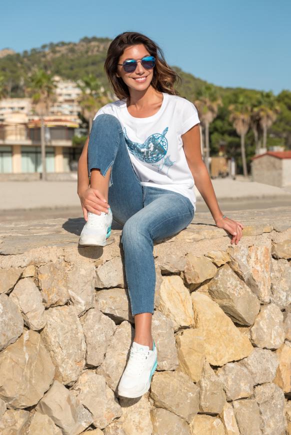 T-Shirt mit Pailletten-Artwork