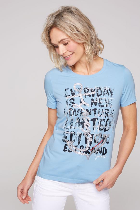 T-Shirt mit Pailletten-Artwork summer blue