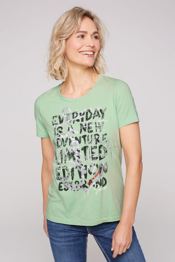 T-Shirt mit Pailletten-Artwork light green