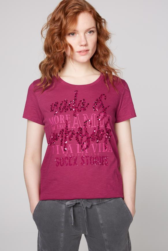 T-Shirt mit Pailletten-Schriftzug