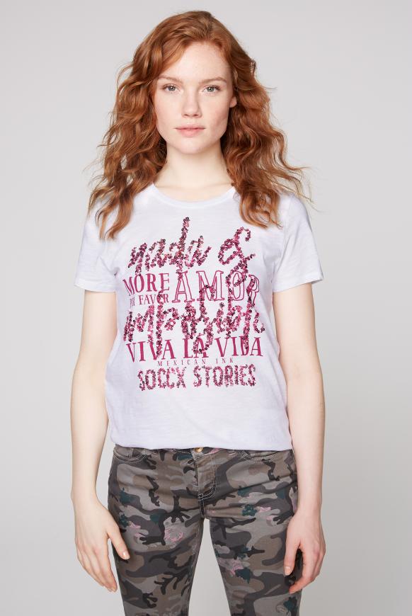T-Shirt mit Pailletten-Schriftzug