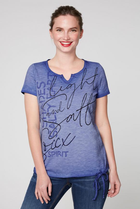 T-Shirt mit Print und Bindeband im Saum
