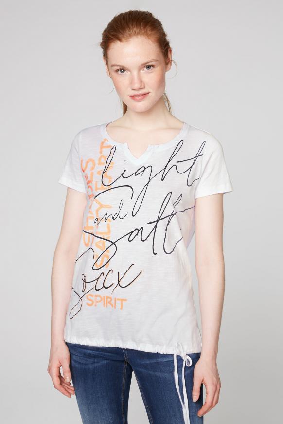 T-Shirt mit Print und Bindeband im Saum