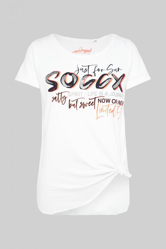 T-Shirt mit Print und Knotensaum