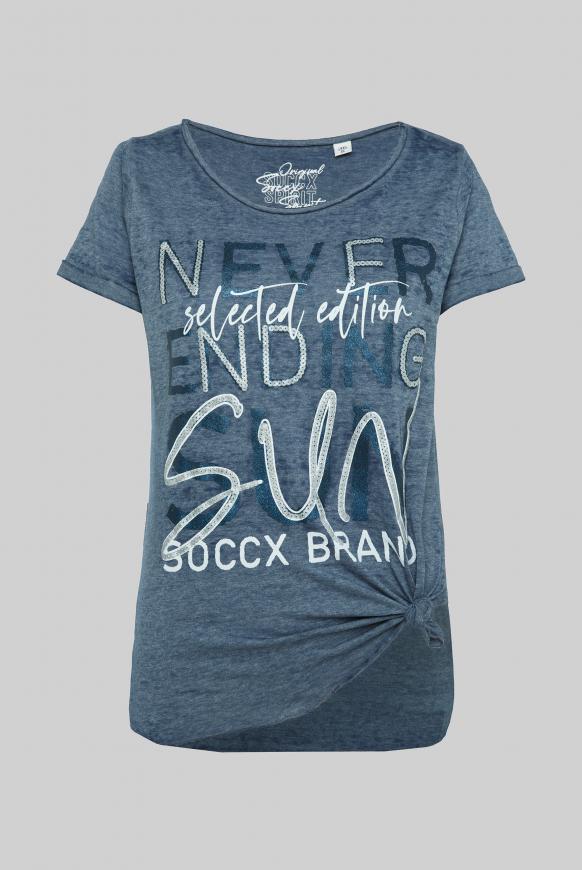 T-Shirt mit Print und Knotensaum
