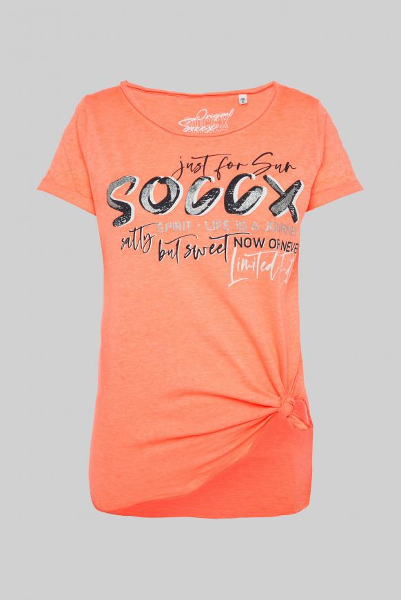 T-Shirt mit Print und Knotensaum