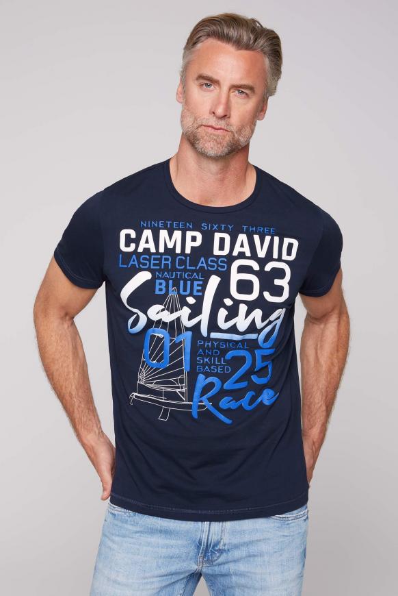 T-Shirt mit Puff Print mit Farbverlauf blue navy