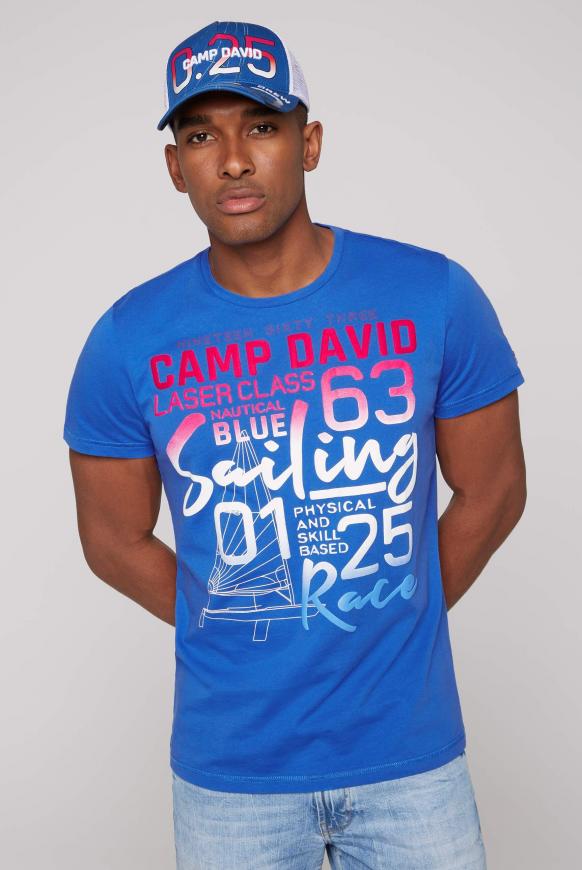 T-Shirt mit Puff Print mit Farbverlauf coastal blue