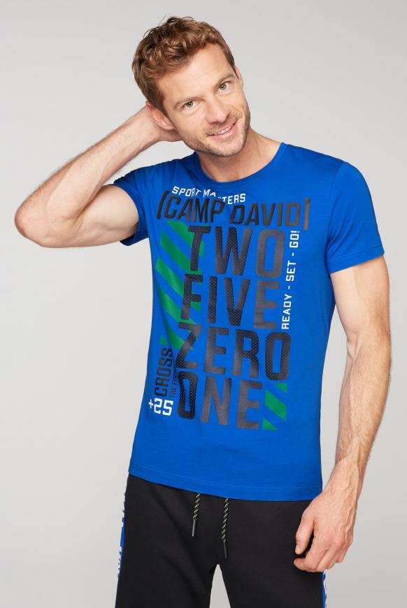 T-Shirt mit Rundhalsausschnitt und Artworks urban blue