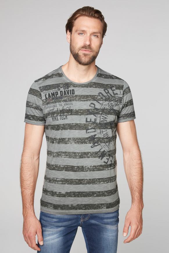 T-Shirt mit Streifen- und Artwork-Print shadow