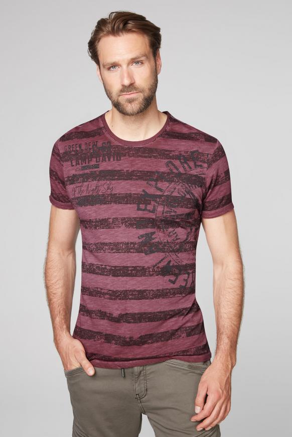 T-Shirt mit Streifen- und Artwork-Print