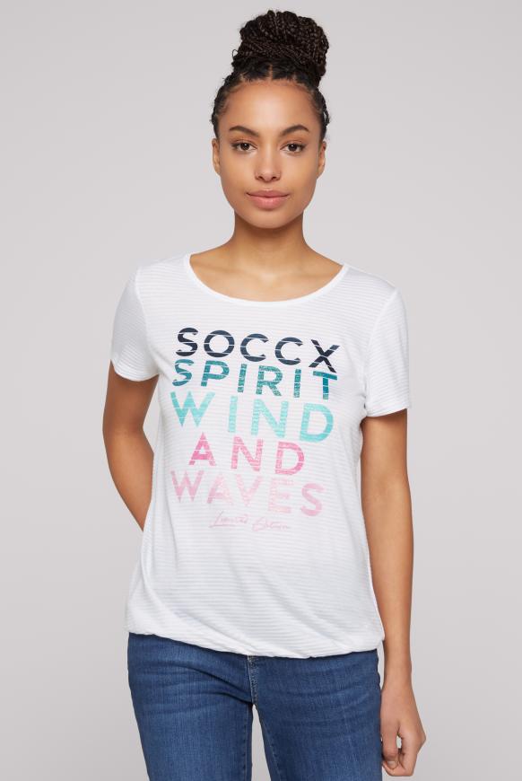T-Shirt mit tonigen Streifen und Glitter Print opticwhite