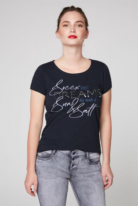 T-Shirt mit Used-Kanten und Artwork