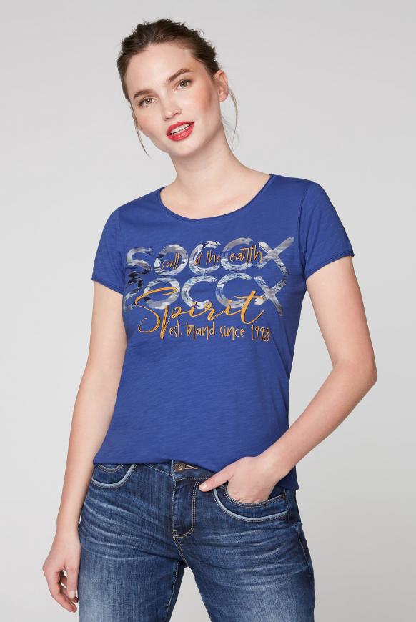 T-Shirt mit Used-Kanten und Artwork