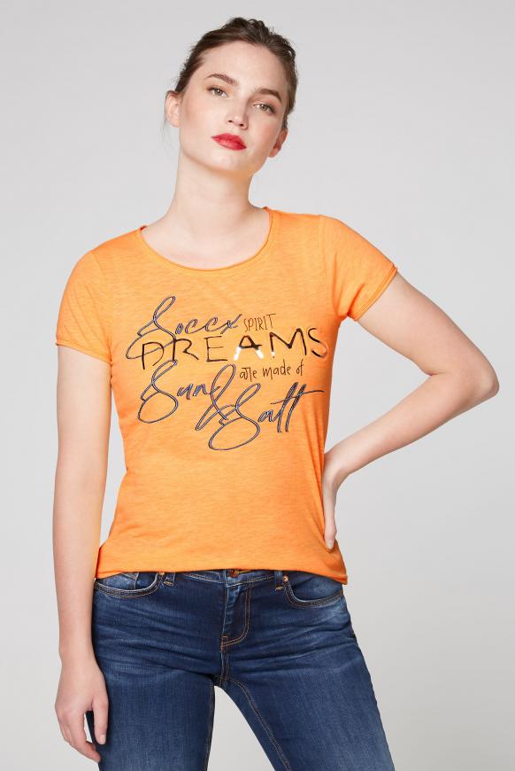 T-Shirt mit Used-Kanten und Artwork