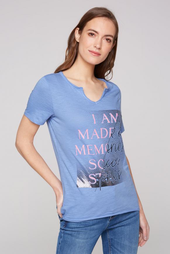 T-Shirt mit Used-Kanten und Artwork