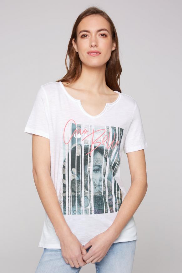 T-Shirt mit Used-Kanten und Artwork
