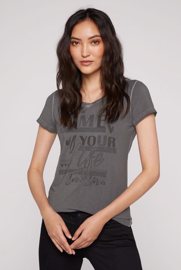 T-Shirt mit Used Look und Artwork