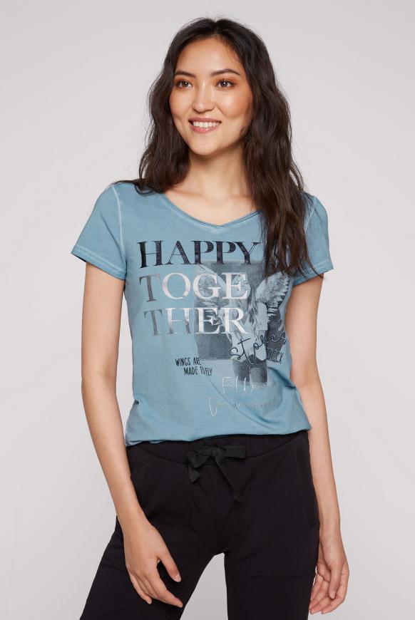 T-Shirt mit Used Look und Artwork