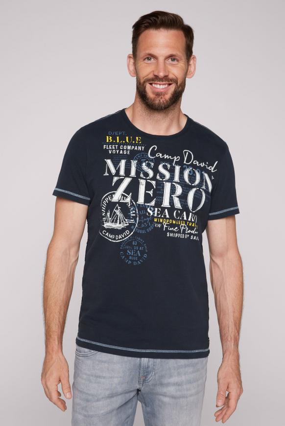 T-Shirt mit Used-Optik und Artwork deep sea