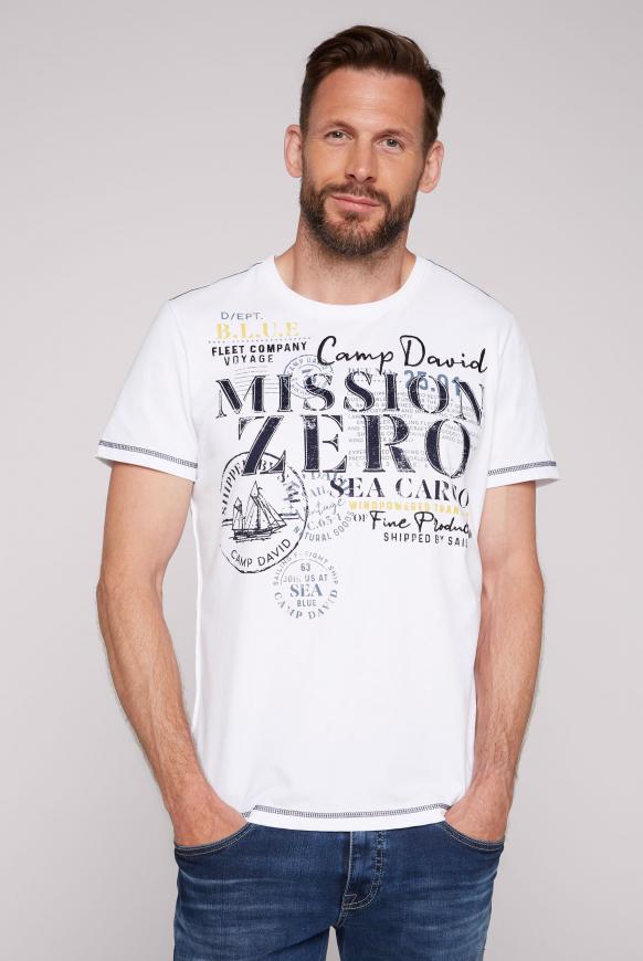 T-Shirt mit Used-Optik und Artwork opticwhite