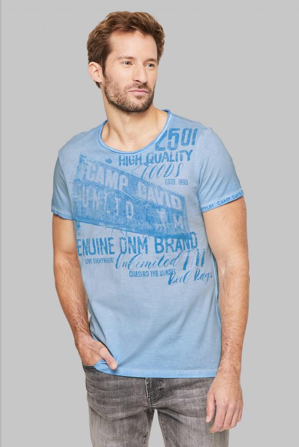 T-Shirt mit Used-Optik und Print Artworks