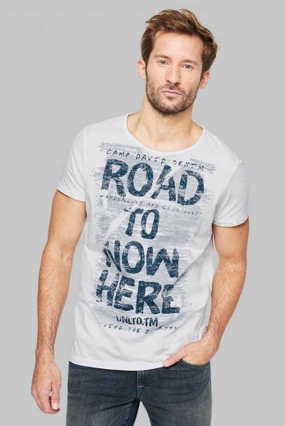 T-Shirt mit Used-Optik und Print Artworks