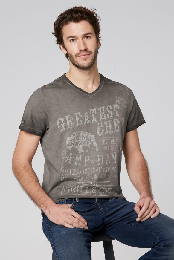 T-Shirt mit Used Print und Destroy-Effekten