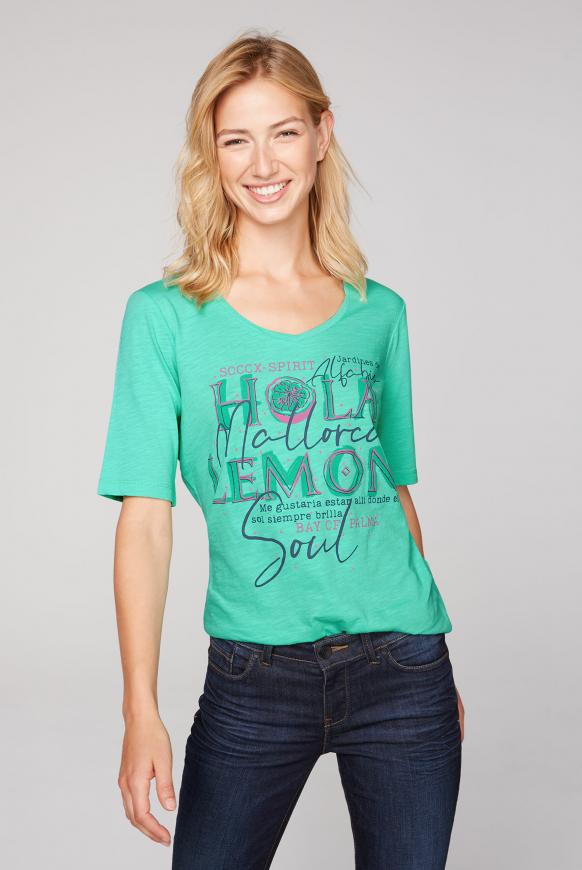 T-Shirt mit V-Ausschnitt und Artwork
