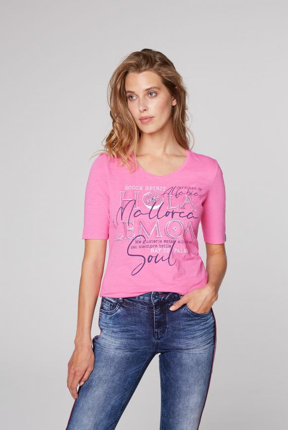T-Shirt mit V-Ausschnitt und Artwork
