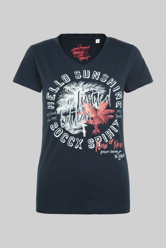T-Shirt mit V-Ausschnitt und Artwork