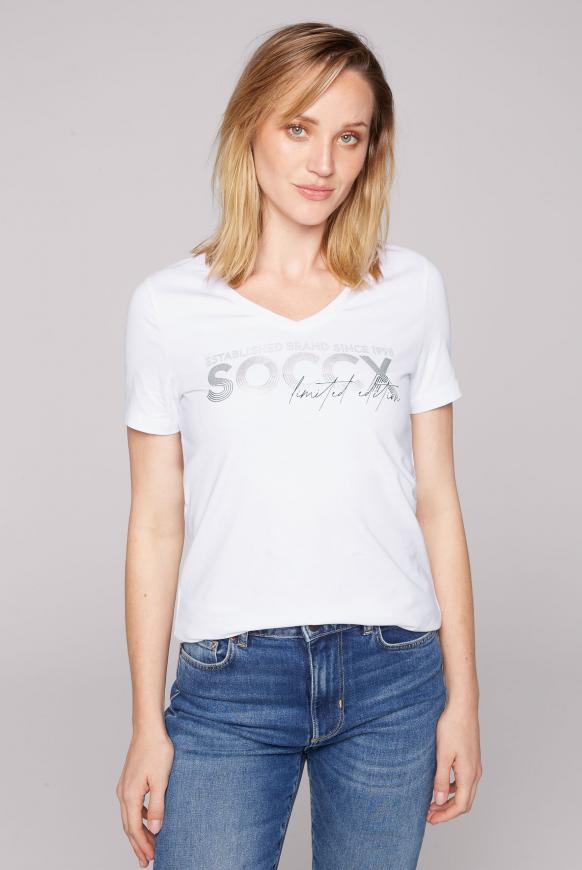T-Shirt mit V-Ausschnitt und Artwork