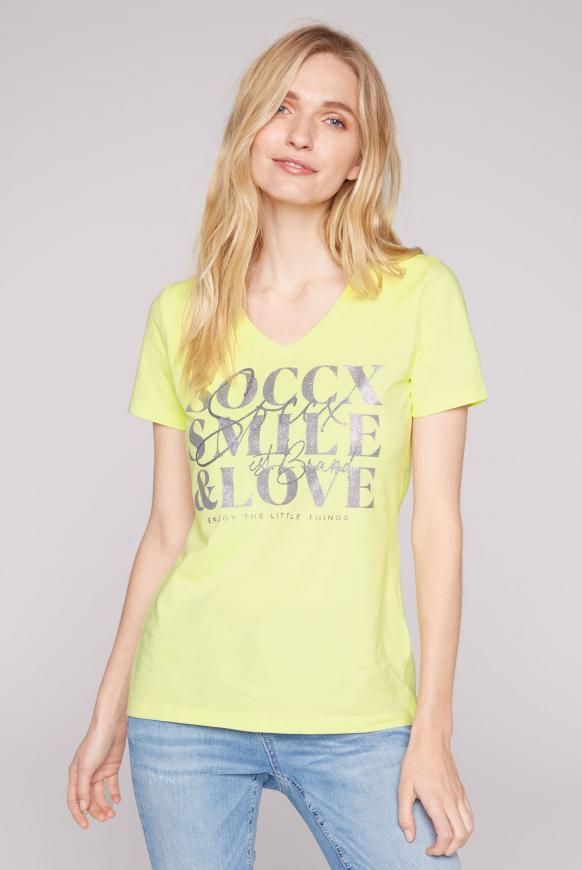 T-Shirt mit V-Ausschnitt und Artwork