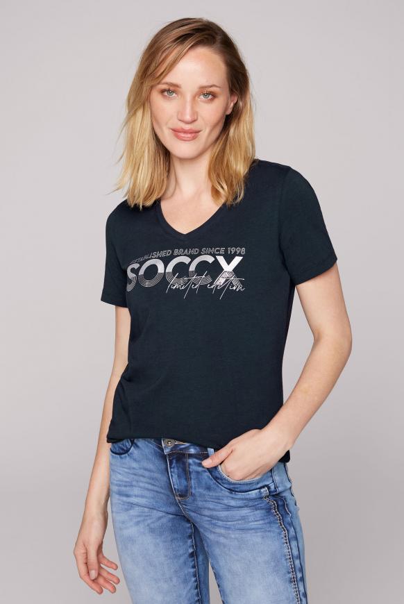 T-Shirt mit V-Ausschnitt und Artwork