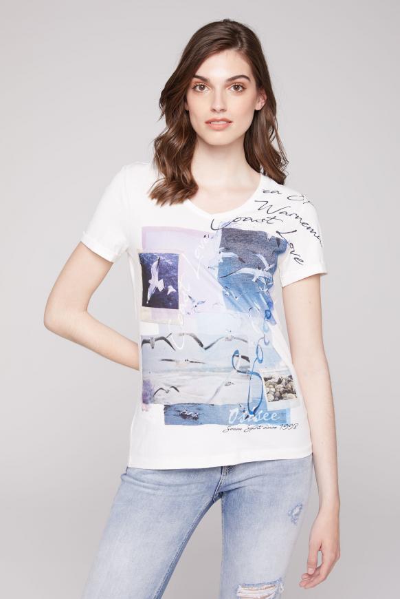 T-Shirt mit V-Ausschnitt und Photoprint