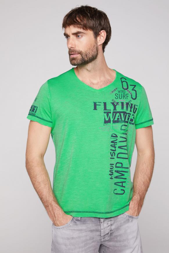 T-Shirt mit V-Neck im Vintage Style green summer