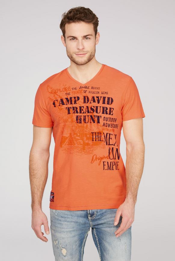 T-Shirt mit V-Neck und Artworks