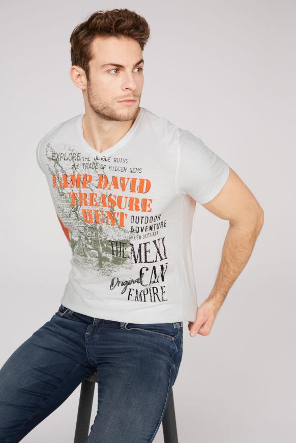 T-Shirt mit V-Neck und Artworks