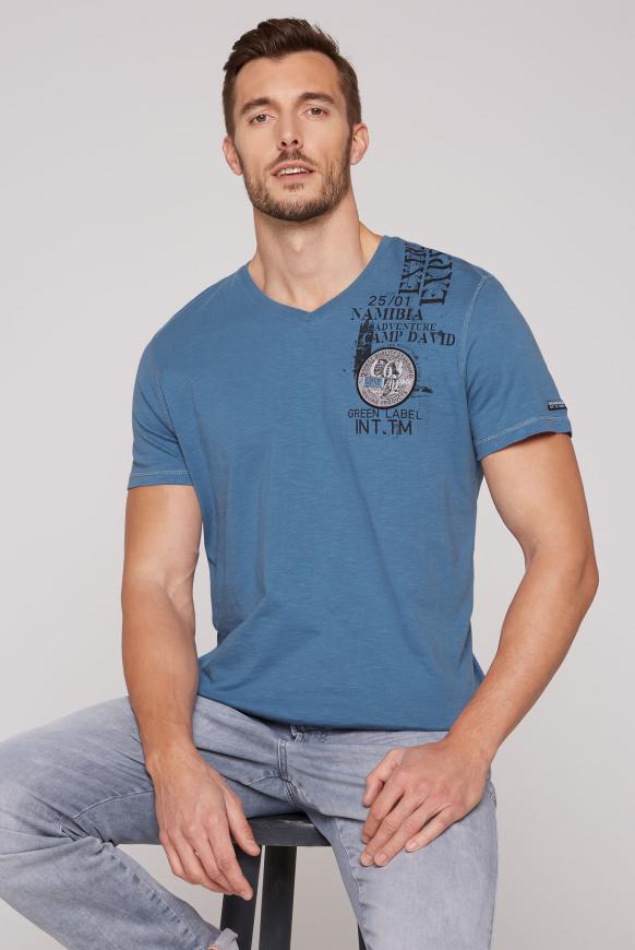 T-Shirt mit V-Neck und Artworks