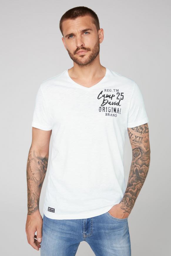 T-Shirt mit V-Neck und Back Print