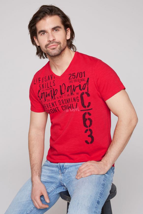 T-Shirt mit V-Neck und Frontprint