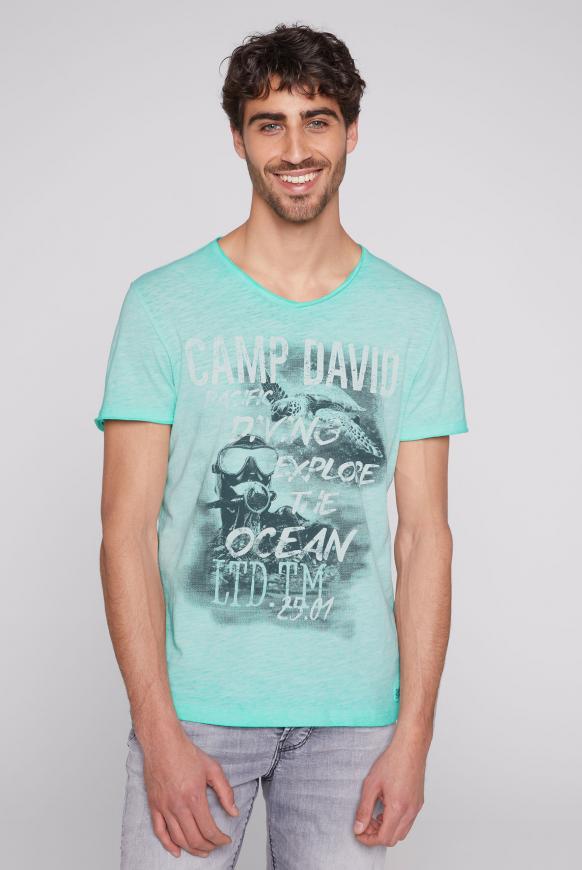 T-Shirt mit V-Neck und Photoprint