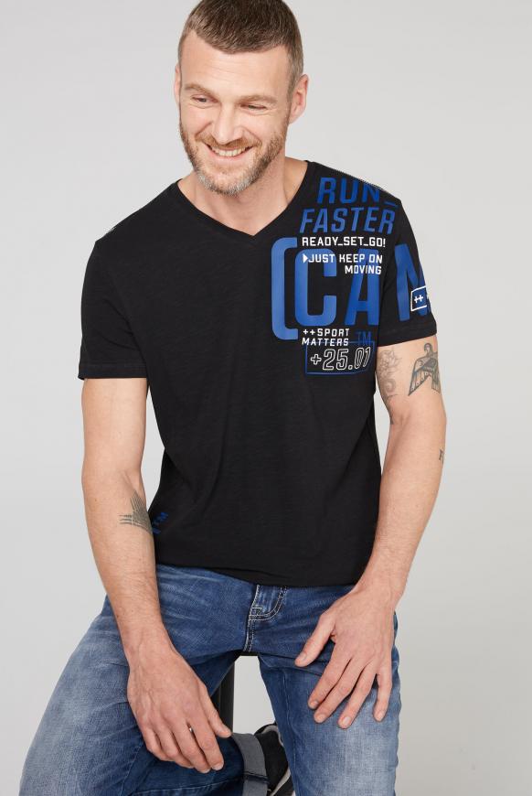 T-Shirt mit V-Neck und Print Artwork