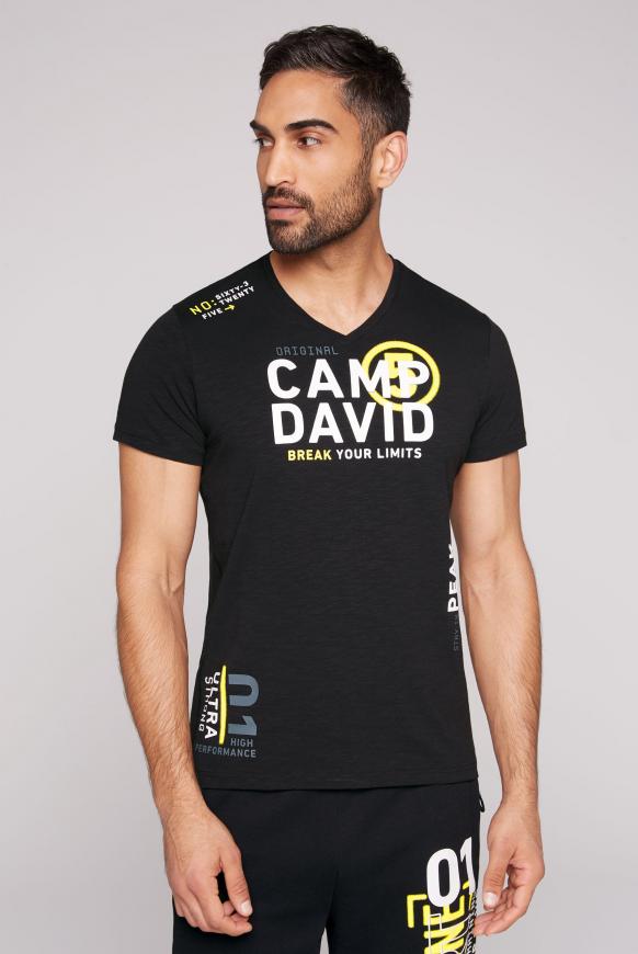 T-Shirt mit V-Neck und Rubber Prints