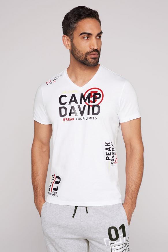 T-Shirt mit V-Neck und Rubber Prints