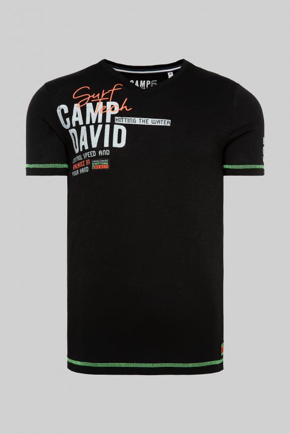 T-Shirt mit V-Neck und Rücken-Print