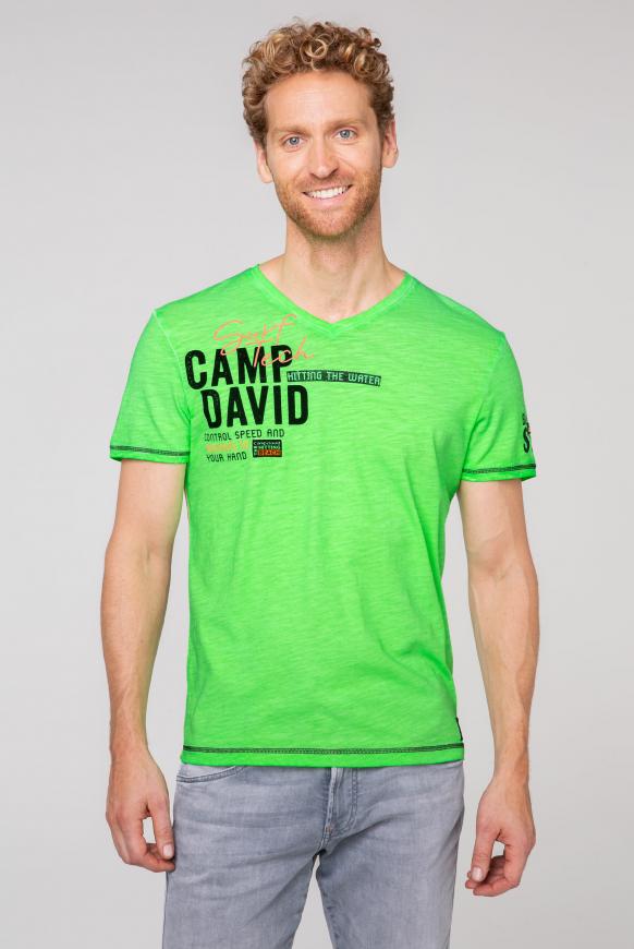T-Shirt mit V-Neck und Rücken-Print